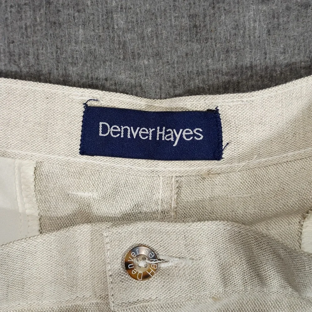 Vintage Denver Hayes Linen Pleated Trousers Pants Mens 40x32 Beige CANADA MADE